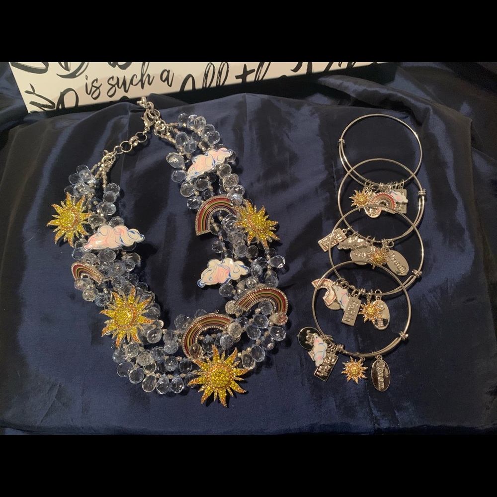 Sassy Jones Skyy Bib and bracelets (new and never worn)
